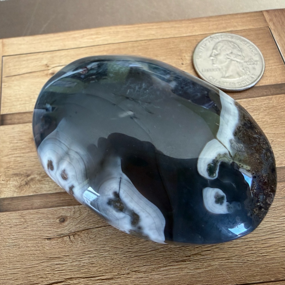 Gorgeous Polished Orca Agate Palm Stone - Nice Weight - Picture 2 of 6
